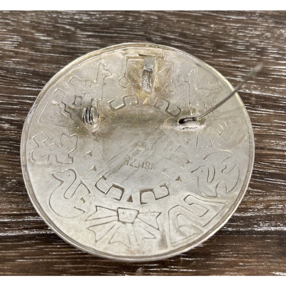 Vintage Peru Peruvian 18K Gold Sterling Silver Inca Mayan God Pendant Pin - Picture 5 of 10